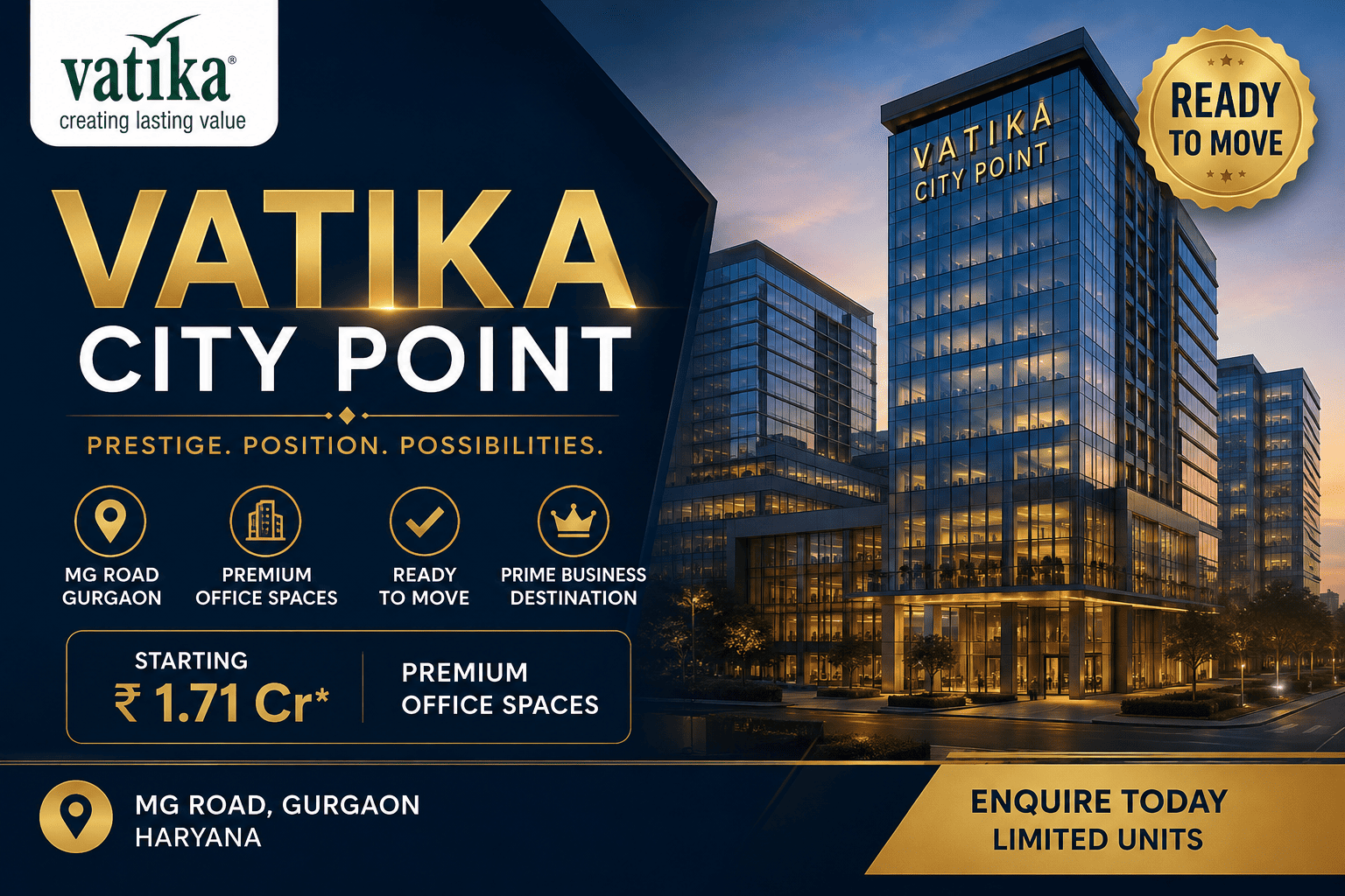 Vatika City Point MG Road Gurgaon - Premium Office Spaces