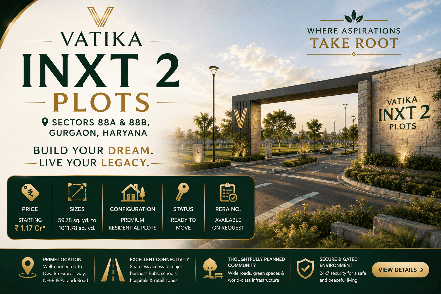 Vatika INXT 2 Plots Sector 88A & 88B Gurgaon - Premium Residential Plots