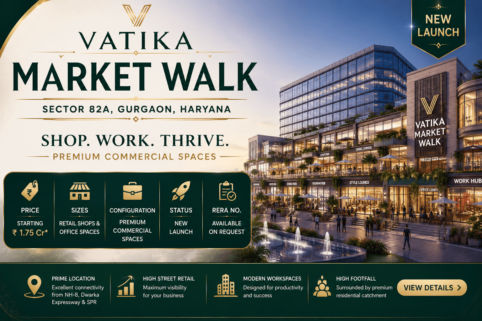 Vatika Market Walk Sector 82A Gurgaon - Premium Commercial Spaces