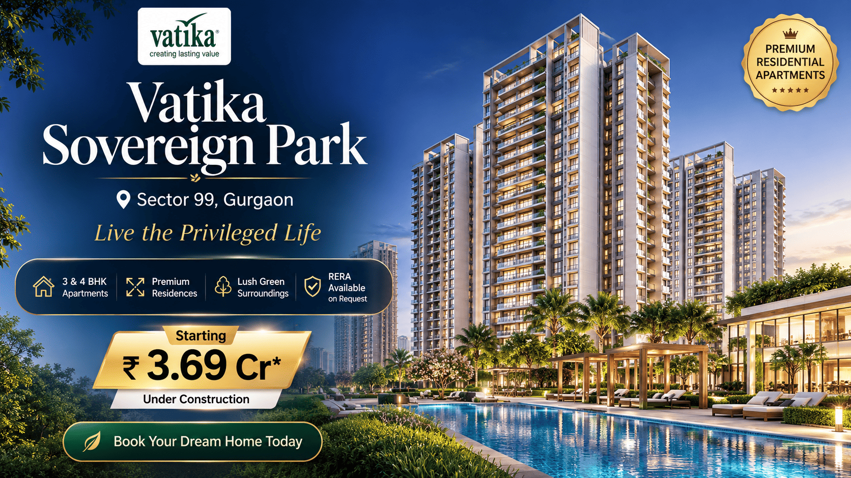 Vatika Sovereign Park Sector 99 Gurgaon - Premium Apartments